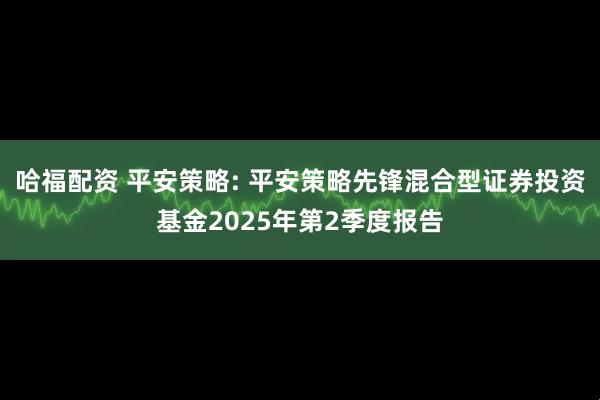 哈福配资 平安策略: 平安策略先锋混合型证券投资基金2025年第2季度报告